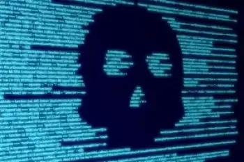 An image of a skull over coding on the dark web