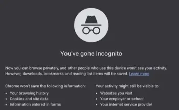Incognito Mode screen